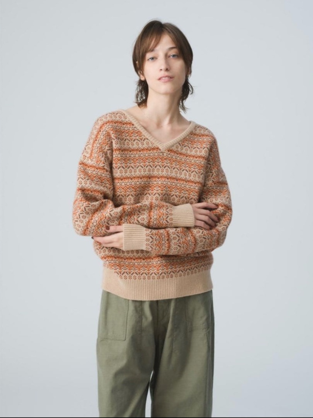 Demy by Demylee Fair Isle V-neck knit pullover